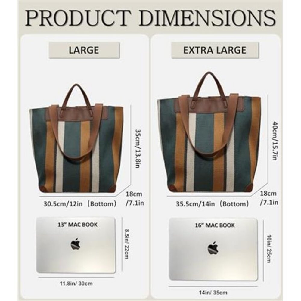 Large Women's Work Tote Bag Laptop Compartment,Canvas Shoulder Bag for Office - Picture 6 of 6